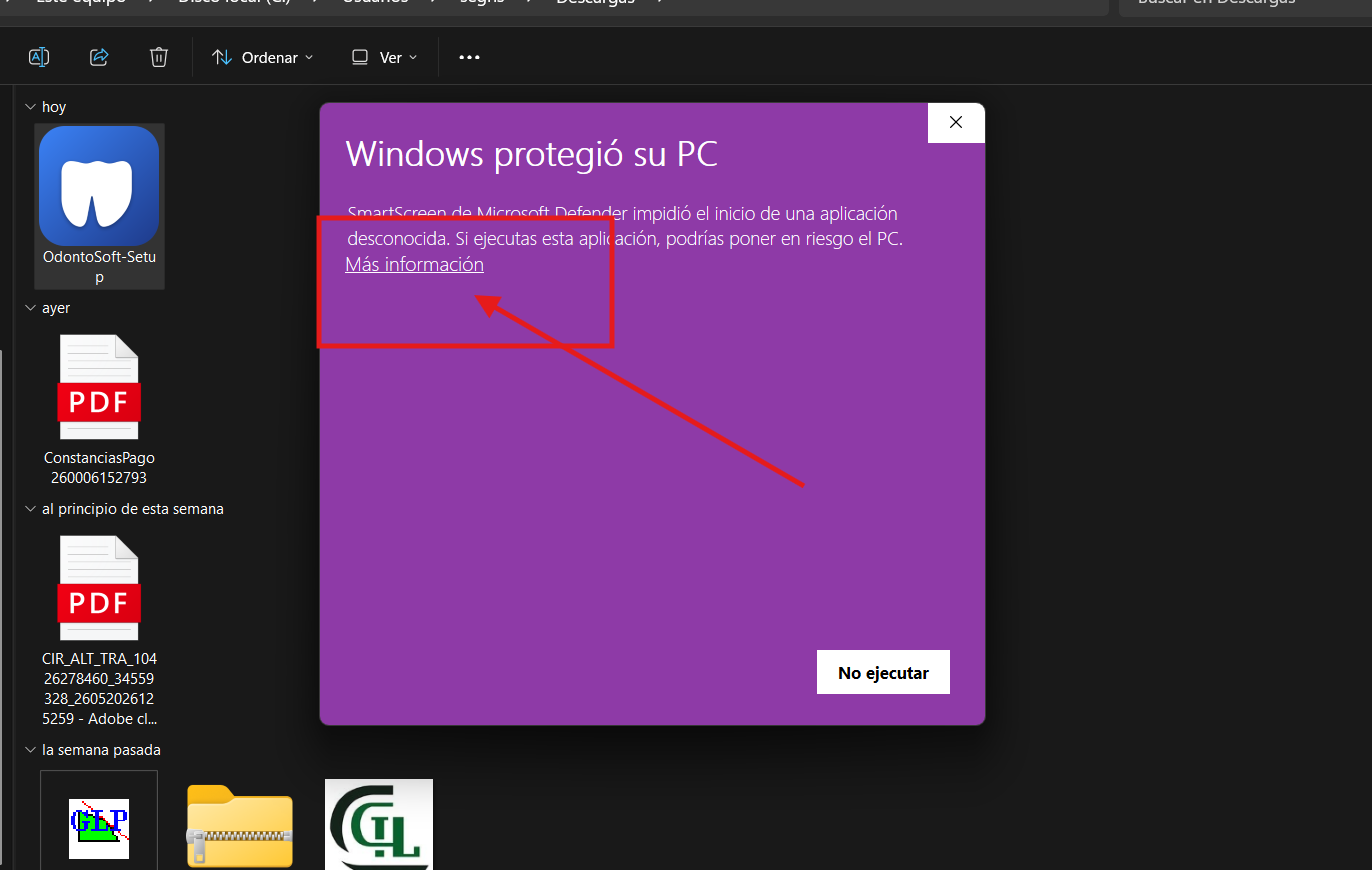 Alerta de Windows protegió su PC — primero haz click en Más información